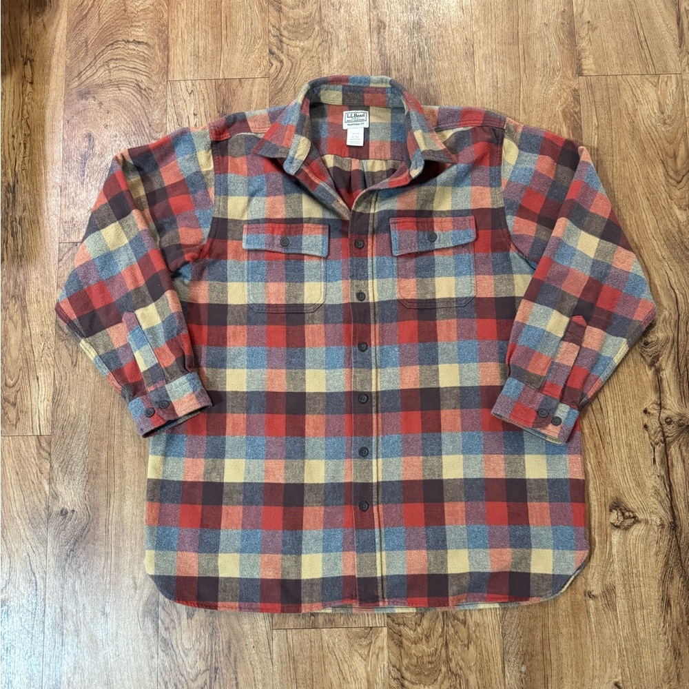 L.L. Bean Men’s XLT XL Tall Big & Tall Flannel Shirt Jacket Shacket 100% Cotton